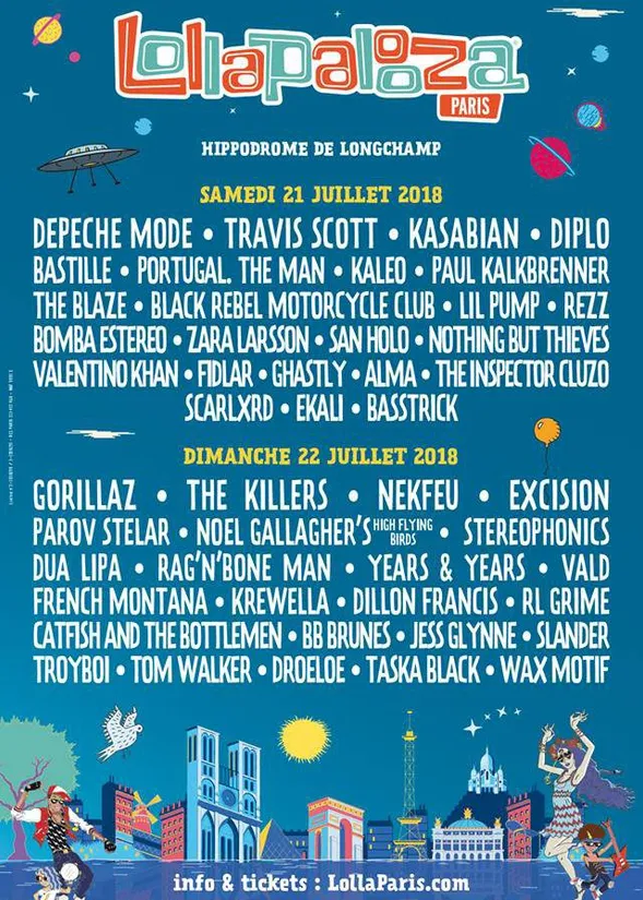 Lollapalooza 2018 : le running order