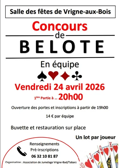 Concours de Belote - Vrigne-aux-Bois