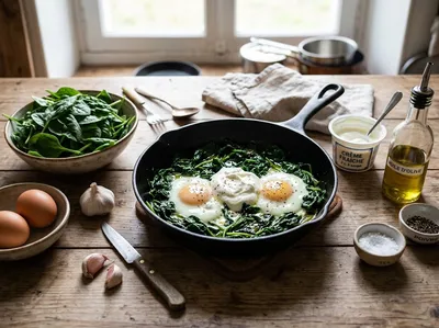 Recette simplissime d'œufs aux épinards