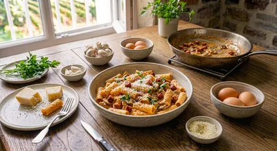 Pâtes crémeuses au chorizo et champignons