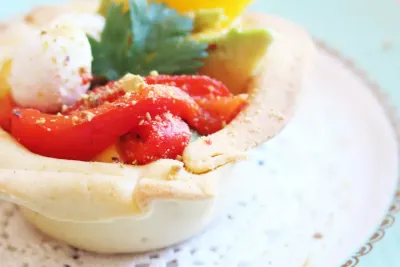 Salade mangue, poivron, avocat et mozzarella