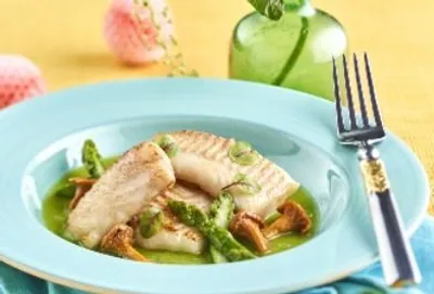 Dos d'églefin et crème d'asperge