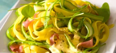 Pâtes carbonara aux asperges d'Alsace