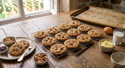 Cookies aux flocons d'avoine, chocolat et noisette