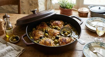 Poulet mijoté aux olives