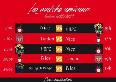 AGENDA : OGC NICE HANDBALL : LES MATCHS AMICAUX