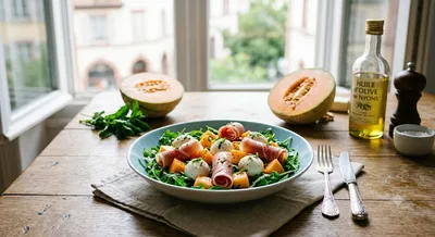 Salade de melon prosciutto et mozzarella