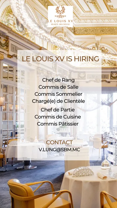 EMPLOI : LE LOUIS XV-ALAIN DUCASSE MONACO RECRUTE