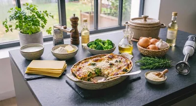 Lasagnes aux brocolis et lapin