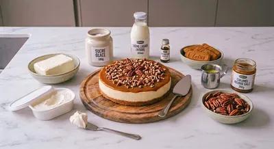Cheesecake sans cuisson au caramel et noix de pécan
