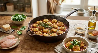 Boulettes de poulet aux épinards