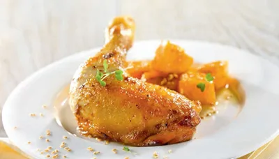 Cuisse de poulet au miel et patates douces