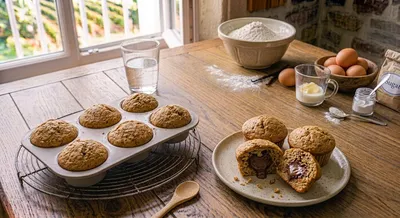 Muffins fourrés à la pâte à tartiner