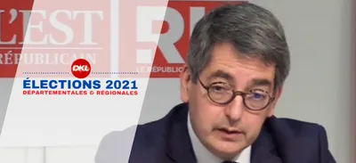 Jean Rottner s'exprimant face aux journalistes de la PQR du Grand Est