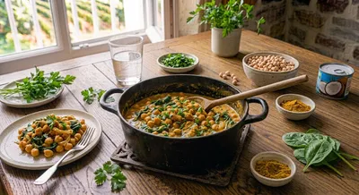 Curry de pois chiches aux épinards et au lait de coco