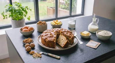 Gâteau moelleux aux pommes et noix