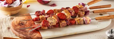 Brochettes de porc et chorizo au four