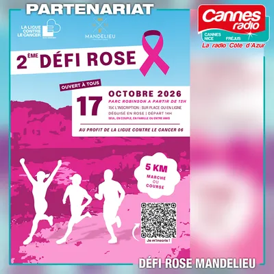 PARTENARIAT CANNES RADIO : LE DEFI ROSE DE MANDELIEU-LA-NAPOULE