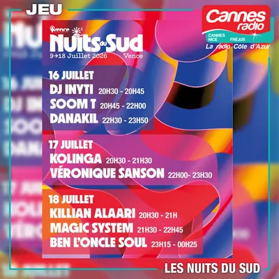 GAGNEZ DES PLACES POUR "LES NUITS DU SUD" A VENCE