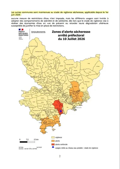 Sécheresse : des restrictions d'eau entrent en vigueur dans 30 communes des Alpes-Maritimes