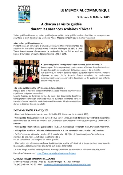 Les visites guidées reprennent au Mémorial Alsace-Moselle
