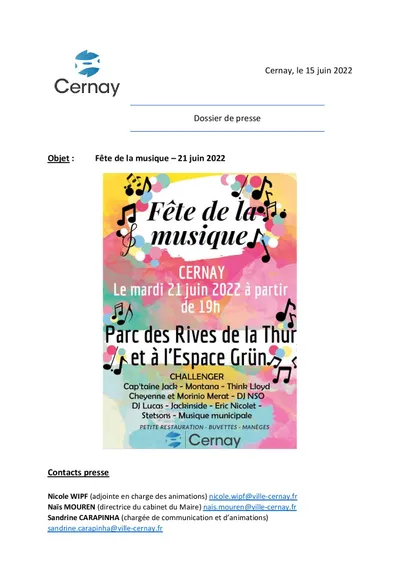 FÊTE DE LA MUSIQUE À CERNAY