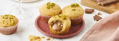Muffin à la pistache cœur fondant au chocolat