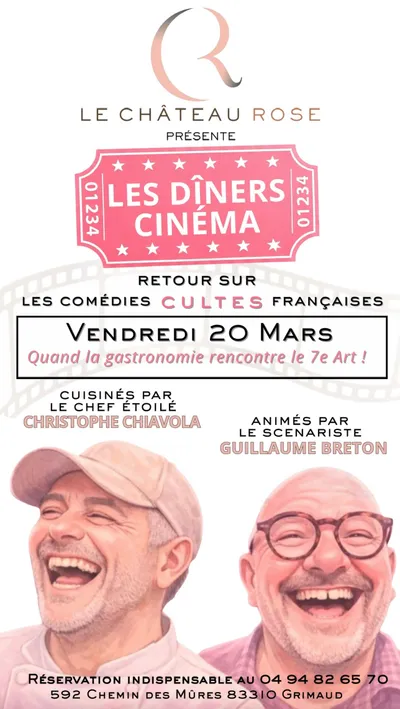 GAGNEZ UN REPAS POUR 2 PERSONNES AU "DÎNER DU CINEMA" AU CHATEAU ROSE A GRIMAUD