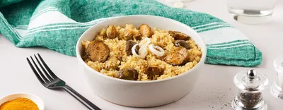 Risotto de quinoa aux choux de Bruxelles et lardons