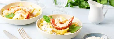 Raviolis et queue de homard aux herbes