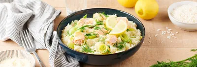 Risotto aux poireaux et saumon