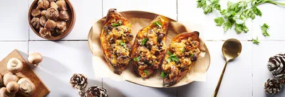 Patates douces farcies aux champignons et châtaignes