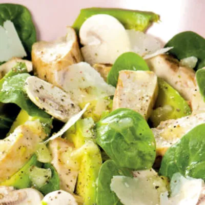 Salade tiède poulet avocat