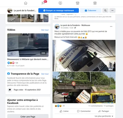 page Facebook pont Fonderie Mulhouse