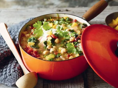 Soupe aux pois chiches et épinards