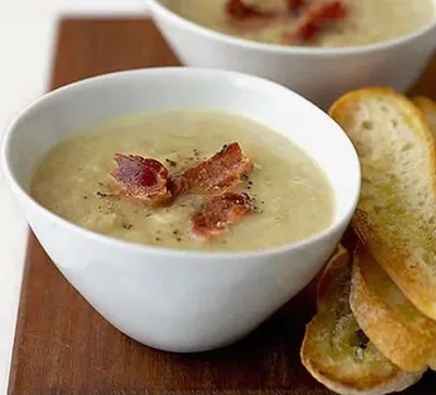 Soupe d'hiver, avec orge et lardons