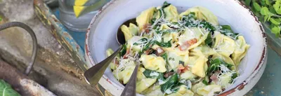 Tortellinis, blettes et lardons