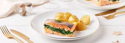 Truite fourrée aux épinards et bleu d'auvergne
