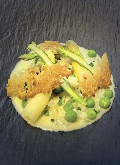 Asperges comme un risotto à la tomme d’Alsace