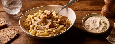 Pâtes à la crème de chou-fleur et lardons