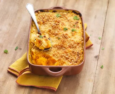 Gratin de potimarron, cabillaud et noisettes