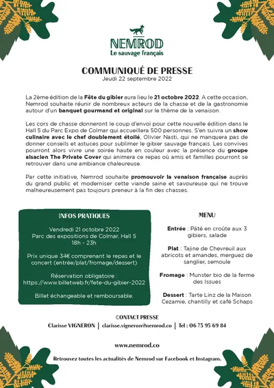  Evenement Fête du Gibier 2eme édition COLMAR