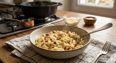 Coquillettes façon risotto carbonara