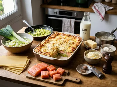 Lasagnes saumon-poireaux