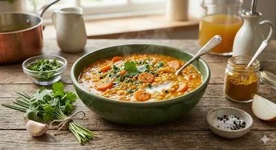 Ragoût de lentilles corail aux carottes et curry