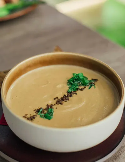 Velouté de châtaignes et champignons