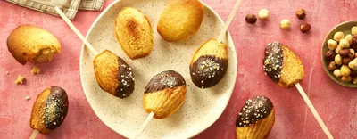 Bâtonnets de madeleines chocolat noisettes