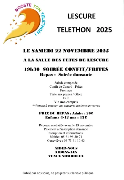 Soirée Téléthon 2025 à Lescure