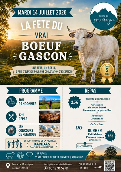 Cérizols : la Ferme de Montaigon met le bœuf gascon à l'honneur le 14 juillet