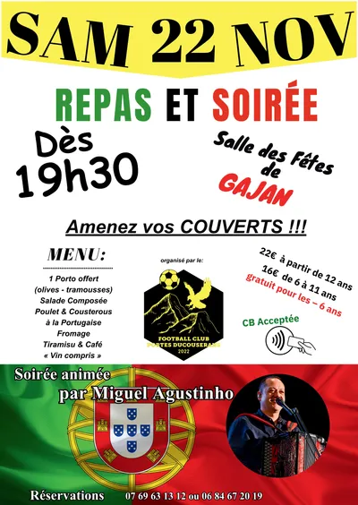 Repas et Soirée Portugaise – Football Club Portes du Couserans